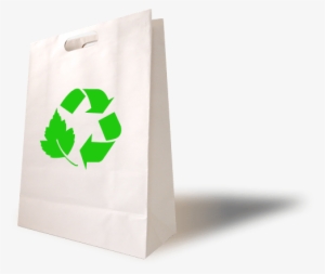 White Paper Bag With Green Recycle Icon - Paper