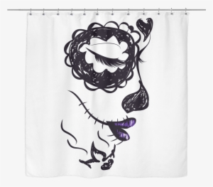 Sugar Skull Purple Lipped Lady Shower Curtain - Day Of The Dead Face Skull Drawing
