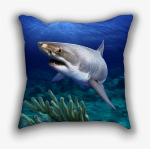 White Water Shark 18x18" Throw Pillow - Great White Shark