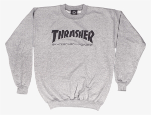 Thrasher Mag Logo Crewneck Sweatshirt Grey - Gray Crew Neck Png
