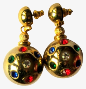 Vintage Rhinestone Earrings, 60's Disco Balls - Earrings