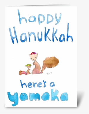 Happy Hanukkah Here's A Yamaka Greeting Card - Hanukkah