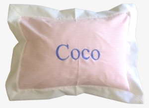 Pink Seersucker With White Border Boudoir Pillow