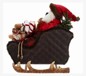 18" Santa In Sleigh With Faux Leather Accents By Valerie
