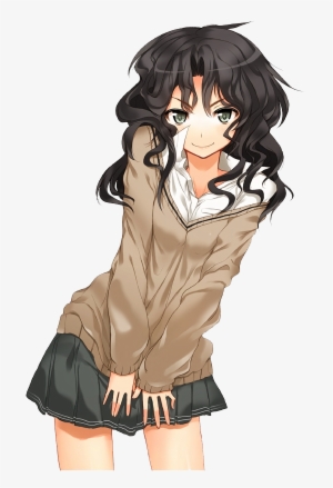 Anime Girl With Wavy Hair - Cute Black Anime Girl