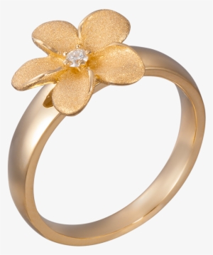14k Yellow Gold Flower Ring - Engagement Ring