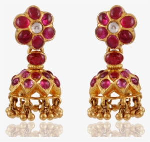 Ravishing Ruby Gold Jhimiki - Earrings