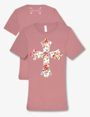 Southern Couture Lightheart Floral Cross Christian - T-shirt