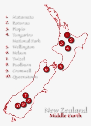 14 Day Lotr Tour Map - Lord Of The Rings Locations South Island