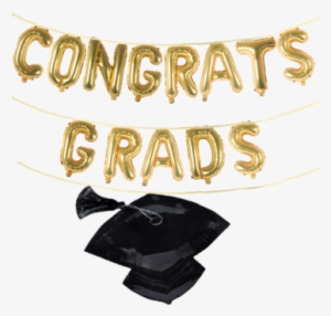 Congrats Grads Graduation Balloon Banner Set With Giant - Black Graduation Cap With Tassel 31" Balloon Mylar