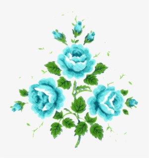 Clipart Resolution 2550*2782 - Vintage Flowers Teal Png