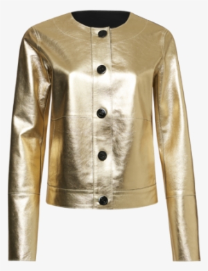 Metallic Foil Top Leather Jacket - Leather Jacket
