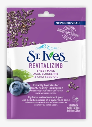 Revitalizing Acai, Blueberry & Chia Seed Oil Face Sheet - St Ives Revitalizing Açai Blueberry & Chia Seed