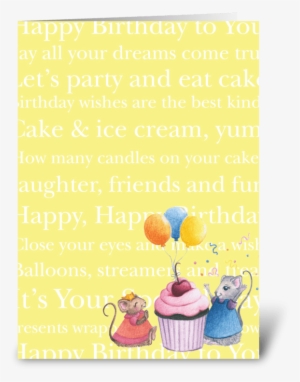 Happy Birthday Mice Greeting Card - Cake