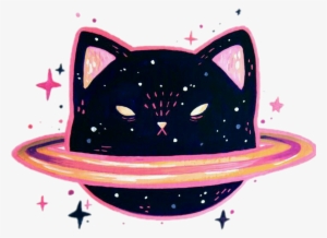 Space Galaxy Cat Kitty Cute Hipster Pink Black Tumblr - Galaxy Sticker Cat