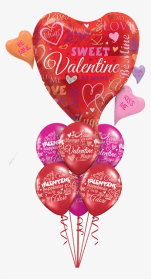 This Large Cluster Foil Balloon With 6 Patterned Latex - Png Cluster Valentines Day