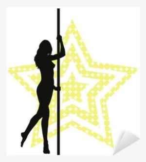 Pole Dancer Woman On Star Background - Silhouette