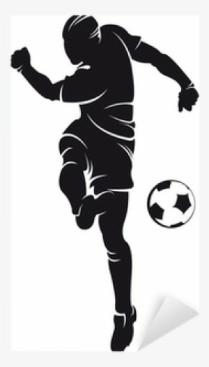 Vector Football Player Silhouette With Ball Isolated - Silueta Jugador De Futbol Vector