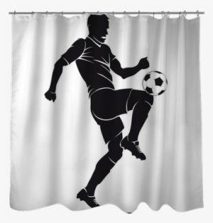 Vector Football Player Silhouette With Ball Isolated - Jugador De Futbol Silueta