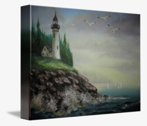 Lighthouse On Cliff By Terry Couch Svg Library Stock - Painting