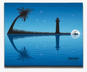 Anchor's Away Moon Canvas Print - Beach Themed Canvas Paintings
