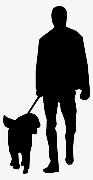 Clip Black And White Stock Man Dog Silhouette Free - Man With Dog Silhouette