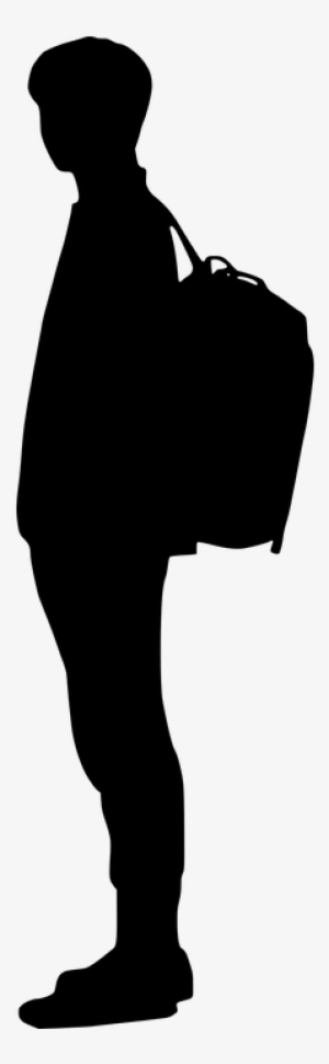 People Walking Silhouette Vector Black On White Royalty - Man With Backpack Silhouette