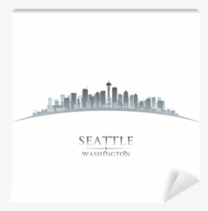 Seattle Washington City Skyline Silhouette White Background