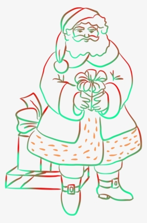 Christmas Tree Santa Claus Silhouette Line Art Drawing - Santa Claus
