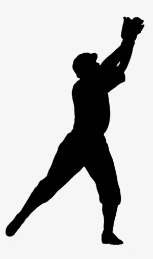 Silhouette Baseball Player - Baseball Catching Png