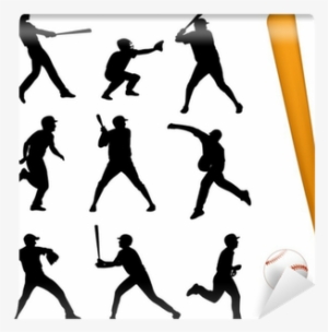 Baseball Players Silhouettes - Baseball Player Silhouette Border