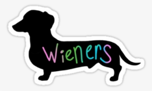 "wieners Funny Wiener Dog Dachshund Silhouette Rainbow - Inappropriate Stickers For Snapchat