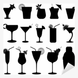 Cocktail Drink Fruit Juice Silhouette Sticker • Pixers® - Cocktail Glass Silhouette