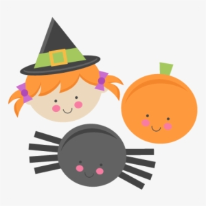 Cute Halloween Monsters Witch Pumpkin Spider Svg Scrapbook - Cute Halloween Pumpkin Png