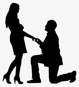 Marriage Proposal Silhouette Romance Drawing Free Commercial - Man On One Knee Proposing