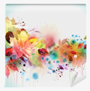 Floral Autumn Design, Watercolor Painting Wall Mural