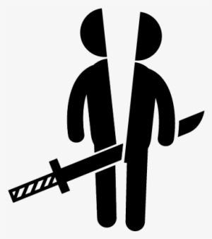 Cutting A Person Shape In Two Parts With A Sword Passing - Person With A Sword