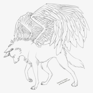 Winged Wolf Coloring Pages 25191 - Wolf With Wings Lineart