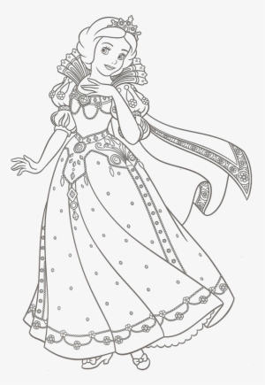 Free Dresses Coloring Pages - Princess Snow White Line Drawing