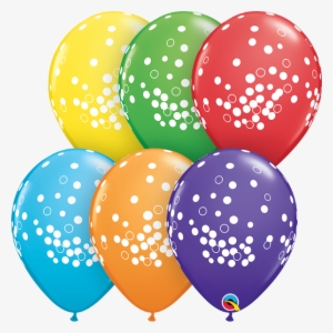 Confetti Dots 11" Latex Balloons - 11" Bright Rainbow 50 Count Confetti Latex Balloons