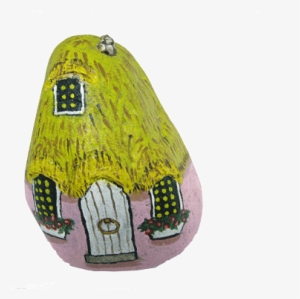 Pink Painted Rock Gnome Home - Transparent Painted Rock