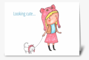 Looking Cute Greeting Card - Illustration