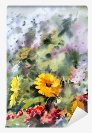 Watercolor Painting Of The Beautiful Flowers - Watercolor Painting