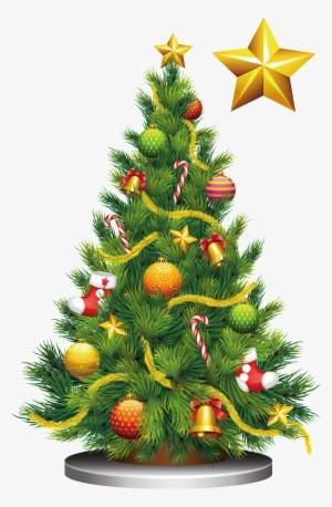 Green Christmas Tree Png Element - Decorated Christmas Trees Illustrations