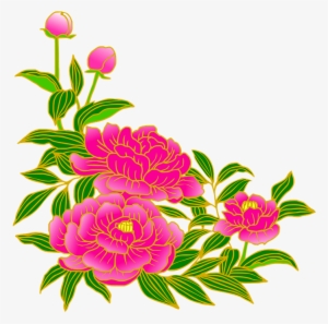 Peony, Pink, Gay, Flowers, Summer, Japanese Style - 芍薬 の 花 イラスト
