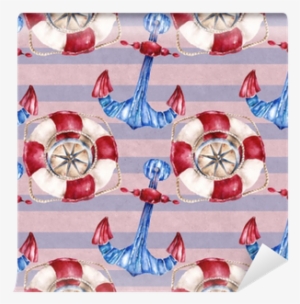 Seamless Pattern With Lifebuoy, Anchor And Compass - Placemat