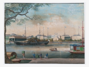 1855) By The Chinese Artist Sunqua, Showing The Steamer - Painting