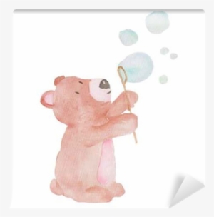 Bear Cute Animal Watercolor Illustration Bubbles Water - Illustration