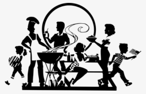 Bbq Party Outdoors Grill Food Kids People - Block Party Clipart