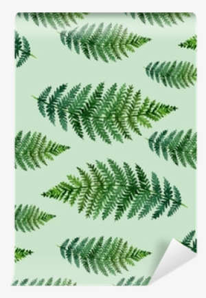 Tropical Watercolor Abstract Pattern With Fern Leaves